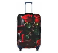 NBAGHPQ Red Rose and Wine Romantic Lovers Decor Print Universal Stylish Suitcase Cover Elastic Washable Anti Scratch Luggage Protector