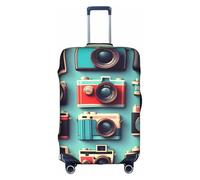 NBAGHPQ Retro Cool Camera Collection Print Universal Stylish Suitcase Cover Elastic Washable Anti Scratch Luggage Protector