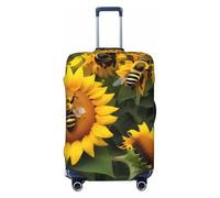 NBAGHPQ Sunflower Bees Print Double Sided Elastic Protection Universal Suitcase Cover Unique Luggage Protector