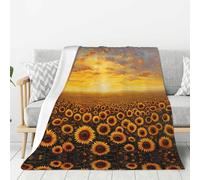 NBAGHPQ Sunflower Field Sunset Sea of Flowers Print Thick Blankets Bed Camping Travel Flannel Lightweight Warm Blanket Comfort Couch