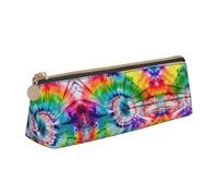 NBAGHPQ Tie Dye Hippies Print Stylish High-Capacity Leather Pencil Case Zippered Triangle Pouch Pens Boys Girls