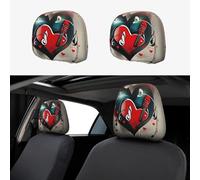 NBAGHPQ Treble Love and Music Print 2 Pcs Car Headrest Covers Comfortable Travel Pillow Interior Decor Accessory Set