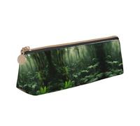 NBAGHPQ Tropical Rainforest Print Stylish High-Capacity Leather Pencil Case Zippered Triangle Pouch Pens Boys Girls