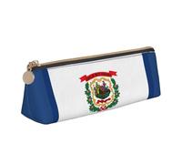 NBAGHPQ West Virginia State Flag Print Stylish High-Capacity Leather Pencil Case Zippered Triangle Pouch Pens Boys Girls