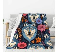 NBAGHPQ wolf motifs colorful draw Print Thick Blankets Bed Camping Travel Flannel Lightweight Warm Blanket Comfort Couch