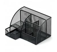 NBBENG Mesh desk organiser, Versatile Stationery Storage Desktop Organiser Pen Holder with Drawer, Stationary Organiser for School Home Office desktop supplies (Black)