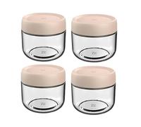 NBBENG Overnight Oats Jar Container,Glass Mason Jars with Lids Overnight Oats Container, Yogurt Pot, Breakfast Pots, Oatmeal Salad Jars, for Cereals Milk Fruit Condiment Dressing Beige (4-Pack 280ml)