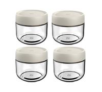 NBBENG Overnight Oats Jar Container,Glass Mason Jars with Lids Overnight Oats Container, Yogurt Pot, Breakfast Pots, Oatmeal Salad Jars, for Cereals Milk Fruit Condiment Dressing white (4-Pack 280ml)