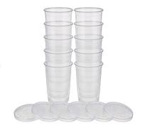 Nbbiww 10PCS Deli Cups with Fabric Vented Lids, 32oz Culture Containers, Mesh Feeder Cup Container, Deli Containers Prevent Escapes & Contaminants, Clear