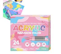 Nbbwwu Acrylic Paint Marker - 24 Colors Paint Markers for Canvas | Water-based Soft Tip Fade-resistant Graffiti Brush for Shoe Woodworking Leather Fabric Design Signage Metal