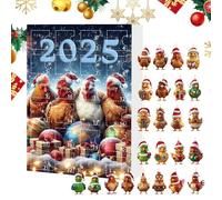 Nbbwwu Chicken Ornaments for Christmas Tree - Car Rearview Mirror 2D Acrylic Chick Pendants,Animal Charm, 2025 24-Day Countdown Calendar Pendant for Christmas Tree Home Window Wall Door Party Car