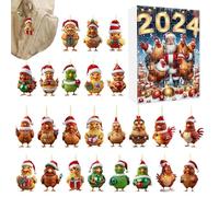 Nbbwwu Christmas Chicken Advents Calendar 2024,24 Day Christmas Hanging Chicken Pendants With Santa Hats, Cute Chick Countdown Calendar Christmas Part-y Favors,Surprise Supplies Countdown To Christmas