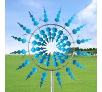 Nbbwwu Metal Wind Spinners Outdoor, Magic Windmill, Metal Wind Spinners For Garden, Weather Resistant, Durable, Sk-y Blue