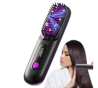 Nbbwwu Portable Hair Straightener | Cordless Straightener Brush - 3 Temperature Settings Comb with Led Display Professional Styler for Travel Wet Dry Home Beach Salon Styling