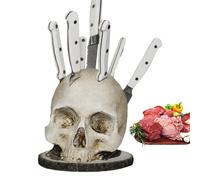 Nbbwwu Skull Knifes Holder, Horror Skull Knifes Block For Kitchen Storage, Kitchen Tools Holder For Knives And Scissors, Skeleton Shape Head Knifes Rack Organizer, Gothic Kitchen Gadgets & Home Decor