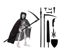 Nbbwwu Small Toy Skeleton Figures - Multi-Joints Skeleton Home Decor,Posable Model With Hat, Cloak & Battle Tools Assembly Kit For Adults