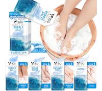 nbc BeautiLab Foot Soak Set: Bubble Salt, Sugar Scrub, Massage Mask, Massage Lotion in a Box, 4 Step Foot Spa Kit for Dry Feet, Softens Calluses, Tired Feet (1 Set, 1 Set Pacific Wave scent)