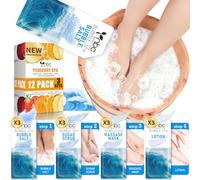 nbc BeautiLab Foot Soak Set: Bubble Salt, Sugar Scrub, Massage Mask, Massage Lotion in a Box, 4 Step Foot Spa Kit for Dry Feet, Softens Calluses, Tired Feet (3 Set, Pacific Wave scent)