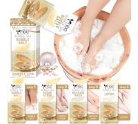 nbc BeautiLab Foot Soak Set: Bubble Salt, Sugar Scrub, Massage Mask, Massage Lotion in a Box, 4 Step Foot Spa Kit for Dry Feet, Softens Calluses, Tired Feet (1 Set, Pearls scent)