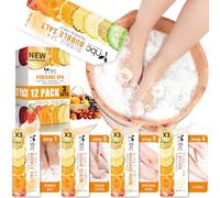 nbc BeautiLab Foot Soak Set: Bubble Salt, Sugar Scrub, Massage Mask, Massage Lotion in a Box, 4 Step Foot Spa Kit for Dry Feet, Softens Calluses, Tired Feet (3 Set, 3 Set Tropical Fruit)