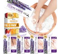 nbc BeautiLab Foot Soak Set: Bubble Salt, Sugar Scrub, Massage Mask, Massage Lotion in a Box, 4 Step Foot Spa Kit for Dry Feet, Softens Calluses, Tired Feet (3 Set, 3 Set Lavender scent)