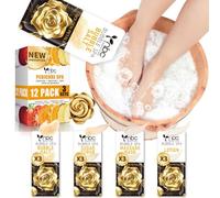 nbc BeautiLab Foot Soak Set: Bubble Salt, Sugar Scrub, Massage Mask, Massage Lotion in a Box, 4 Step Foot Spa Kit for Dry Feet, Softens Calluses, Tired Feet (3 Set, 3 Set Golden petals scent)