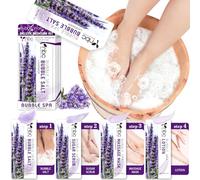 nbc BeautiLab Pedicure Kit Foot Soak Set: Bubble Salt, Sugar Scrub, Massage Mask, Massage Lotion in a Box, 4 Step Foot Spa Kit for Dry Feet,Tired Feet（1 Set Lavender)