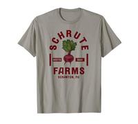 NBC The Office Schrute Farms T-Shirt - Adults, Unisex - Short Sleeve, Grey, Small