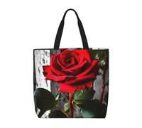 NBCCDVSH Beach Tote Bag for Women Grocery Bag Reusable Aesthetic Shopping Bags Blooming Red Rose Handbag