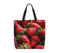 NBCCDVSH Beach Tote Bag for Women Grocery Bag Reusable Aesthetic Shopping Bags Fresh Strawberries Handbag