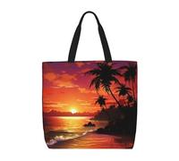 NBCCDVSH Beach Tote Bag for Women Grocery Bag Reusable Aesthetic Shopping Bags Tropical Sunset Seaside Handbag