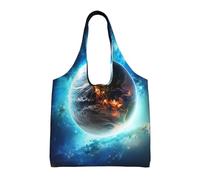 NBCCDVSH Blue Earth In The Space Canvas Tote Bag for Women Grocery Bag Reusable Aesthetic Shopping Bags Beach Handbag