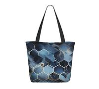 NBCCDVSH Blue Hexagons and Diamonds Tote Bag for Women Grocery Bag Reusable Aesthetic Shopping Bags Beach Handbag