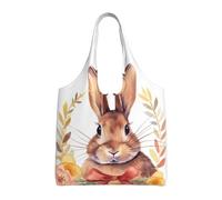 NBCCDVSH Bunny Rosette Canvas Tote Bag for Women Grocery Bag Reusable Aesthetic Shopping Bags Beach Handbag