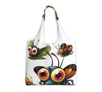 NBCCDVSH Cartoon Insect Canvas Tote Bag for Women Grocery Bag Reusable Aesthetic Shopping Bags Beach Handbag