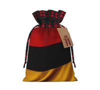NBCCDVSH Christmas Drawstring Gift Bags Germany flag Wrapping Bag with Tag Buffalo Plaid Xmas Gift Drawstring Present Bag for Christmas Birthday Holiday Party Santa Candy Sack Pouch