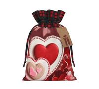 NBCCDVSH Christmas Drawstring Gift Bags Happy Valentine's Day Wrapping Bag with Tag Buffalo Plaid Xmas Gift Drawstring Present Bag for Christmas Birthday Holiday Party Santa Candy Sack Pouch