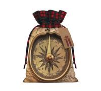 NBCCDVSH Christmas Drawstring Gift Bags Law of the Compass Navigation Wrapping Bag with Tag Buffalo Plaid Xmas Gift Drawstring Present Bag for Christmas Birthday Holiday Party Santa Candy Sack Pouch