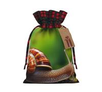 NBCCDVSH Christmas Drawstring Gift Bags Wildlife Animal Snail Wrapping Bag with Tag Buffalo Plaid Xmas Gift Drawstring Present Bag for Christmas Birthday Holiday Party Santa Candy Sack Pouch