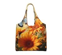 NBCCDVSH Cute Sunflower and Butterfly Canvas Tote Bag for Women Grocery Bag Reusable Aesthetic Shopping Bags Beach Handbag
