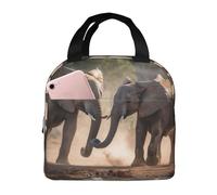 NBCCDVSH Insulated Lunch Bag Two Elephants Playing Lunch Box for Women Men Reusable Leakproof Lunch Cooler Tote Bag for Picnic Work