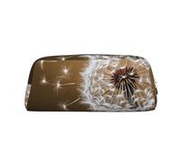 NBCCDVSH Leather Pencil Case with Zipper Stylish Pen Holder Aesthetic Pen Case for Women Men Leather Pencil Bag Blown Dandelion Blossom Pen Pouch for Work Office Travel Pencil Pouch Makeup Bag