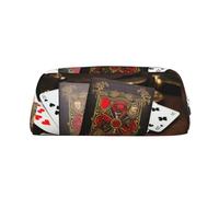 NBCCDVSH Leather Pencil Case with Zipper Stylish Pen Holder Aesthetic Pen Case for Women Men Leather Pencil Bag Playing cards Pen Pouch for Work Office Travel Pencil Pouch Makeup Bag