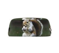 NBCCDVSH Leather Pencil Case with Zipper Stylish Pen Holder Aesthetic Pen Case for Women Men Leather Pencil Bag Squirrel Pen Pouch for Work Office Travel Pencil Pouch Makeup Bag, Gold, One Size, Funny