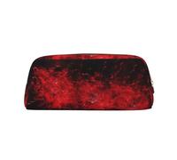NBCCDVSH Leather Pencil Case with Zipper Stylish Pen Holder Aesthetic Pen Case for Women Men Leather Pencil Bag Explosion Burst Red Black Pen Pouch for Work Office Travel Pencil Pouch Makeup Bag