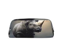 NBCCDVSH Leather Pencil Case with Zipper Stylish Pen Holder Aesthetic Pen Case for Women Men Leather Pencil Bag rhino Pen Pouch for Work Office Travel Pencil Pouch Makeup Bag