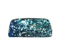 NBCCDVSH Leather Pencil Case with Zipper Stylish Pen Holder Aesthetic Pen Case for Women Men Leather Pencil Bag Glittered blue background Pen Pouch for Work Office Travel Pencil Pouch Makeup Bag