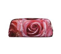 NBCCDVSH Leather Pencil Case with Zipper Stylish Pen Holder Aesthetic Pen Case for Women Men Leather Pencil Bag Love Rose Flower Petal Pen Pouch for Work Office Travel Pencil Pouch Makeup Bag