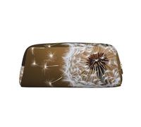 NBCCDVSH Leather Pencil Case with Zipper Stylish Pen Holder Aesthetic Pen Case for Women Men Leather Pencil Bag Blown Dandelion Blossom Pen Pouch for Work Office Travel Pencil Pouch Makeup Bag