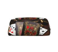 NBCCDVSH Leather Pencil Case with Zipper Stylish Pen Holder Aesthetic Pen Case for Women Men Leather Pencil Bag Playing cards Pen Pouch for Work Office Travel Pencil Pouch Makeup Bag